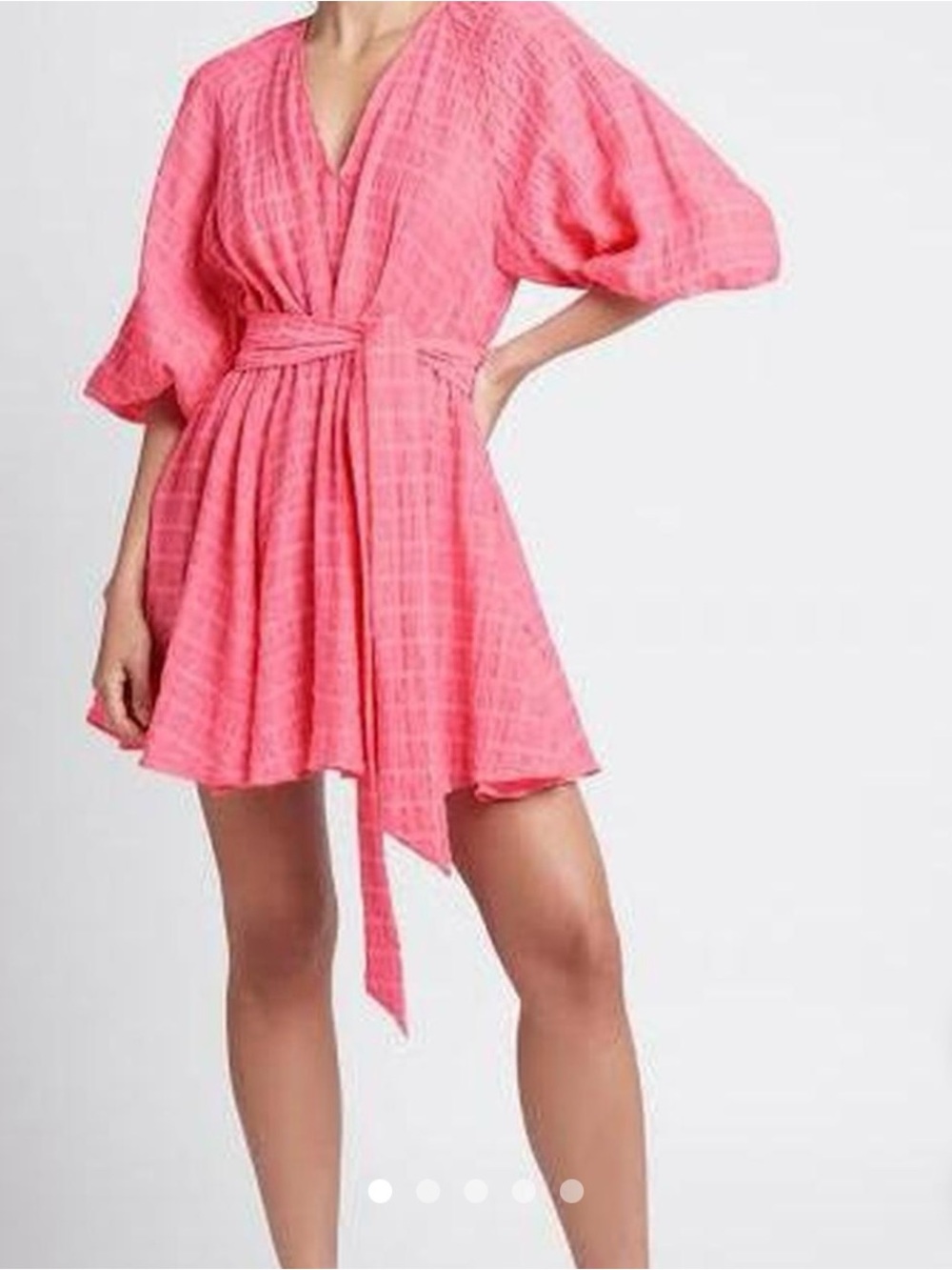 Sheike Pink V-Neck Tie-Waist Mini Dress